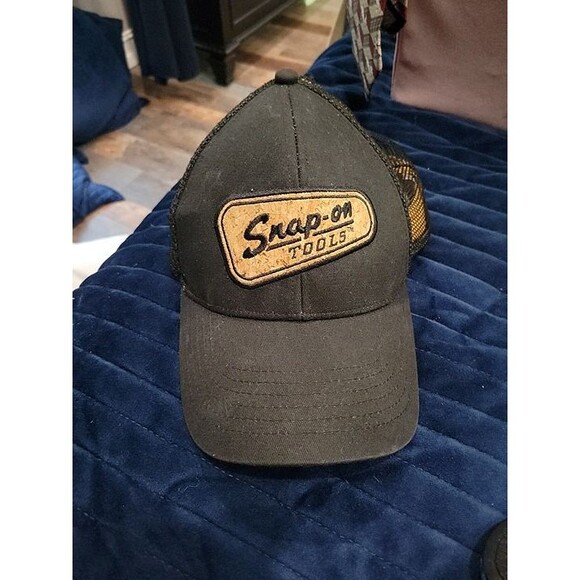 Snap-On Tools Embroidered Cork Patch Black Mesh Back SnapBack Trucker Hat - Picture 1 of 7